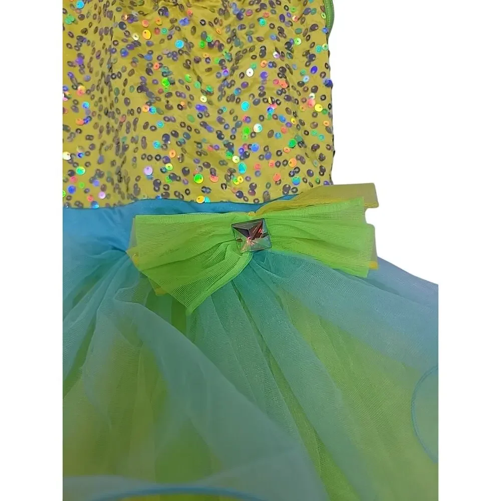 Weissman Girls Sequin Tutu Dance Costume Yellow Blue Child Medium